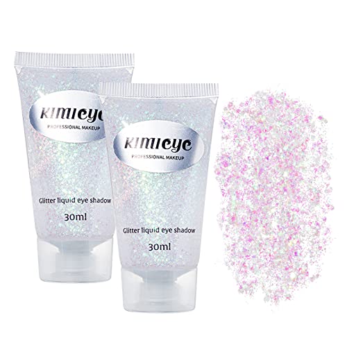 Body Glitter Makeup Set, 2Pcs Mermaid Sequins Face Glitter Gel Makeup for Body, Hair, Face, Nail, Eyeshadow, Long…