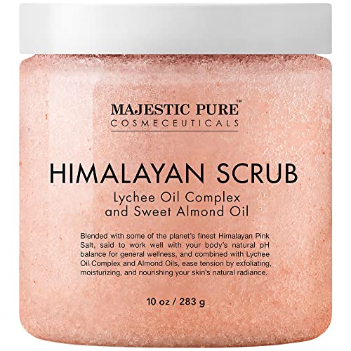 MAJESTIC PURE Himalayan Salt Body Scrub with Lychee Oil, Exfoliating Salt Scrub to Exfoliate & Moisturize Skin, Deep…