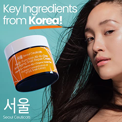 SeoulCeuticals Korean Skin Care 97.5% Snail Mucin Repair Cream - Korean Moisturizer Day Night Cream Snail Mucin Extract…