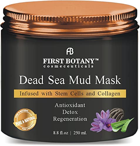 100% Natural Mineral-Infused Dead Sea Mud Mask 8.8 oz w/ Stem Cells for Facial Treatment, Skin Cleanser, Pore Reducer…