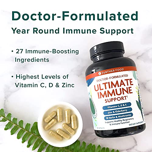 Further Food Ultimate Immune Support Vitamin C, D, E and Zinc + Natural Immunity Booster Multivitamin Herbal Supplement…