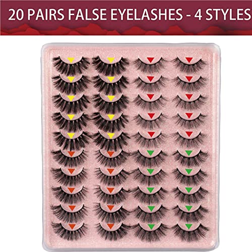 Cuckoo 20 Pairs False Eyelashes 3D Faux Mink Lashes Natural Look Wispy Fake Eyelashes,Fluffy Volume Long Thick Lashes…