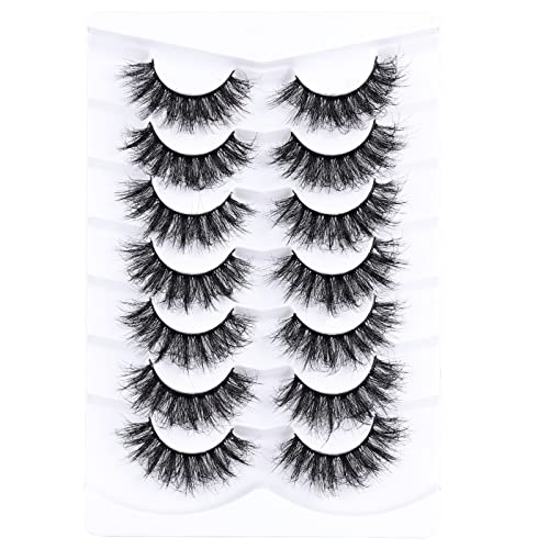 Mebver False Eyelashes Mink Lashes Cat Eye Lashes Natural Look 8D Fake Eyelashes Wispy Lashes That Look Like Extensions…