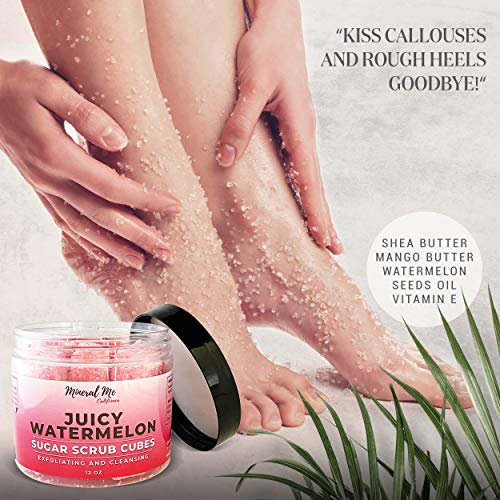 Body Scrub Exfoliator - 12oz WATERMELON Sugar scrub cubes w/Mango Butter & Shea butter- Ultra Hydrating & Moisturizing…