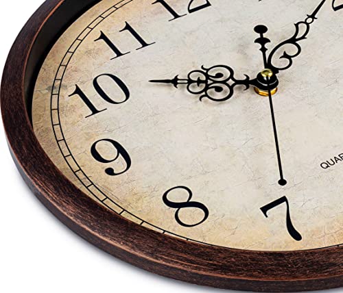 Bernhard Products Vintage Brown Wall Clock Silent Non Ticking 12 Inch Quality Quartz Battery Operated Round Decorative…