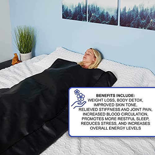 MIRAVIDA Infrared Sauna Blanket - Includes 25 Plastic Body Wraps - 3 Adjustable Far Infrared Heat Zones - Boost…