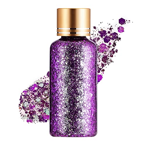 Holographic Body Glitter Gel for Face, Body, Nail, Super Long Lasting Waterproof Quick Dry Liquid Chunky Glitter…