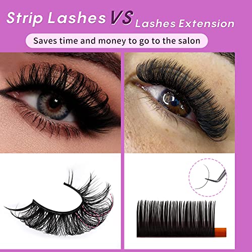 Focipeysa False Lashes Natural Look 20 Pairs Russian Strip Lashes Fluffy D Curl Eyelashes Natural Lashes Fake Lashes…