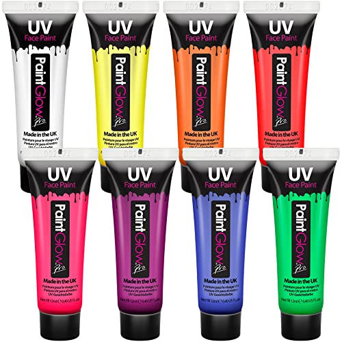 UV Body Paint and Face Paint - 8 Colors - Blacklight Reactive Paints - Body Makeup Glows In the Dark for Black Light…