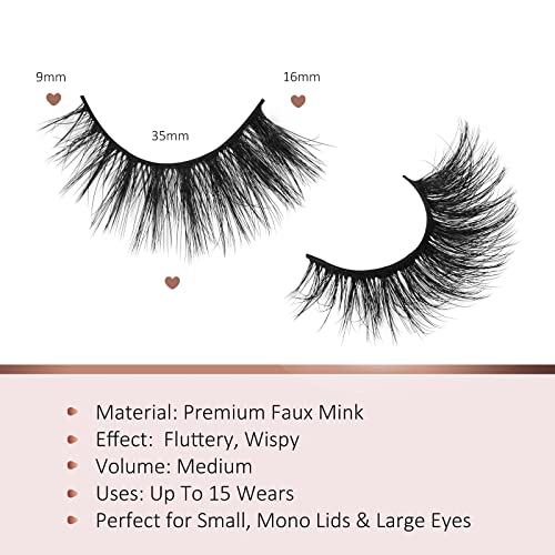 Onlyall Lashes Mink False Eyelashes Natural Wispy Lashes Soft Faux Mink Lashes Fluffy False Lashes 16MM A04