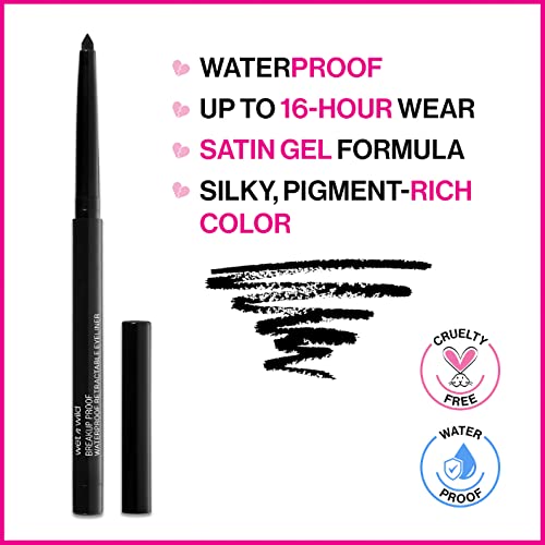 Wet n Wild Mega Last Breakup-Proof Liquid Waterproof Eyeliner Black, Brush Tip Pen, Quick Drying, Smudge Resistant, Long…