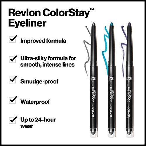 Revlon ColorStay Pencil Eyeliner with Built-in Sharpener, Waterproof, Smudgeproof, Longwearing Eye Makeup with Ultra…