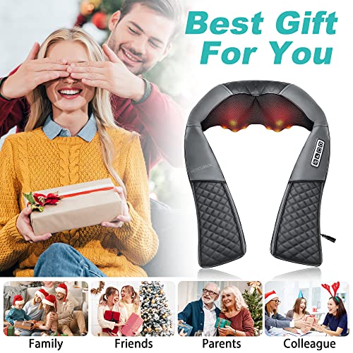 Medcursor Neck and Shoulder Massager with Heat, Electric Shiatsu Back Massage Device, Portable Deep Tissue 3D Kneading…