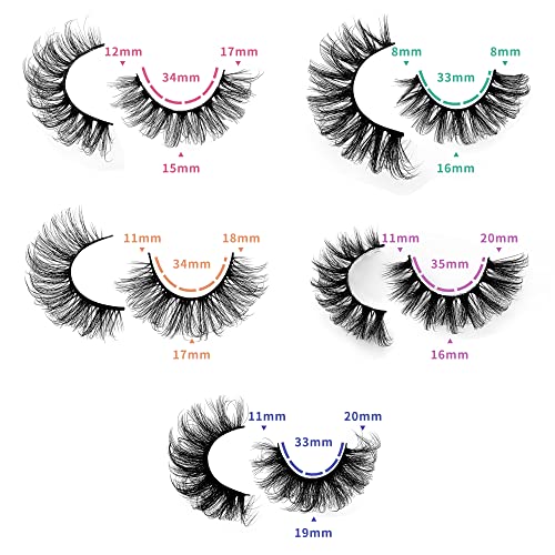 False Eyelashes Russian Strip Lashes Faux Mink Lashes Natural Look Fluffy Thick Wispy 3D Effect Cat Eye Lashes Full…