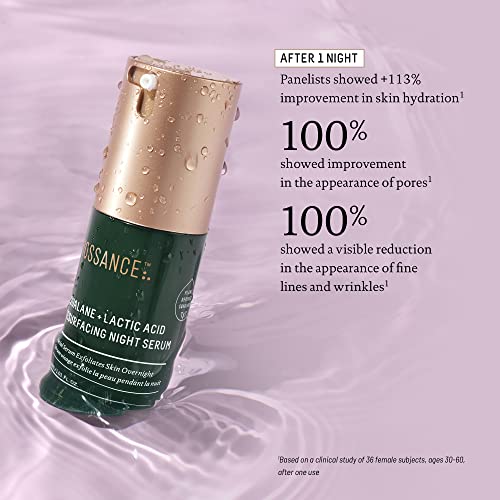 BIOSSANCE Squalane + Lactic Acid Resurfacing Night Serum. An Exfoliating AHA to Soften and Smooth Skin, Diminish Fine…