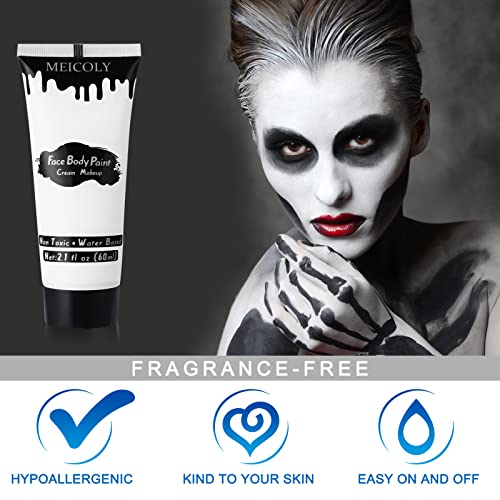 MEICOLY White Cream Face Body Paint,2.1Oz Large Tube Clown White Makeup,Water Based Full Body Paint for Adults and…