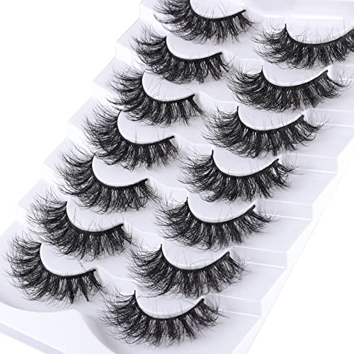 Mebver False Eyelashes Mink Lashes Cat Eye Lashes Natural Look 8D Fake Eyelashes Wispy Lashes That Look Like Extensions…