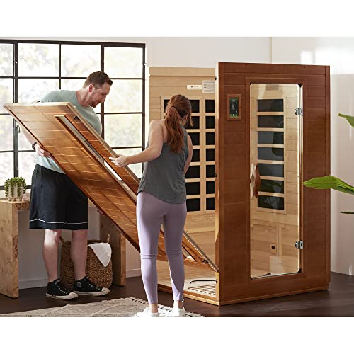 Dynamic Andora 2 Person Low EMF 6 Heating Panel Infrared Therapy Wood Dry Heat Sauna with MP3 Aux Connection for Home…
