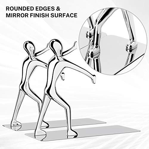 MROCO Decorative Bookends Heavy Duty Zinc Alloy Man Book End, Non-skid Bookend, Metal Book Ends for Shelves, Book…