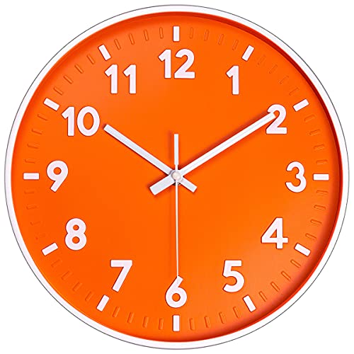 12 Inch 3D Number Modern Wall Clock,Round Bright Colorful Dial,Non Ticking Silent Quartz Battery Operated Wall Clocks…