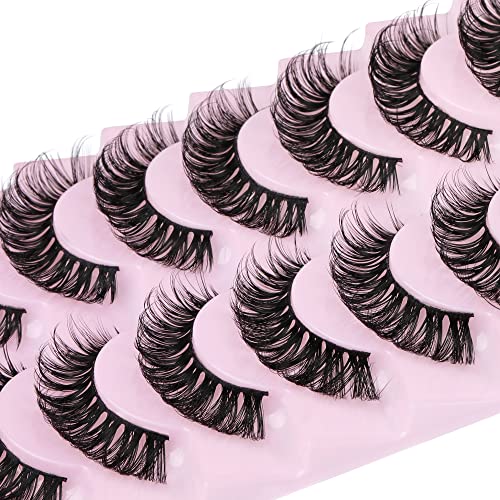 Eyelashes Russian Strip Lashes D Curl Fluffy Wispy Natural Cat Eye False Lashes Look like Eyelash Extensions 10 Pairs by…