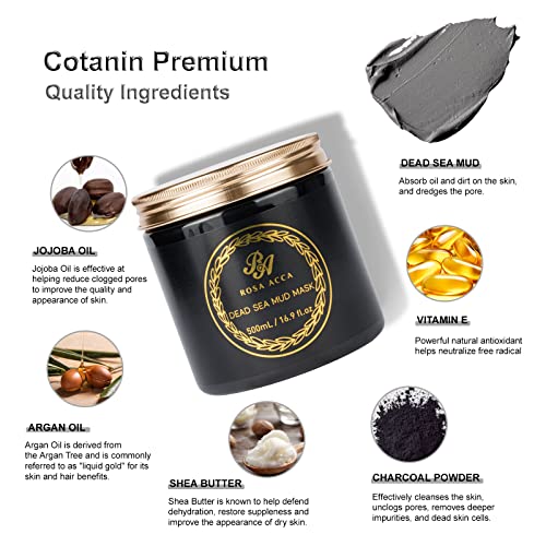 RA ROSA ACCA Dead Sea Mud Mask for Face and Body- Reduce Large Pores,Acne,Blackheads & Oily Skin, Spa Quality Face Mask…