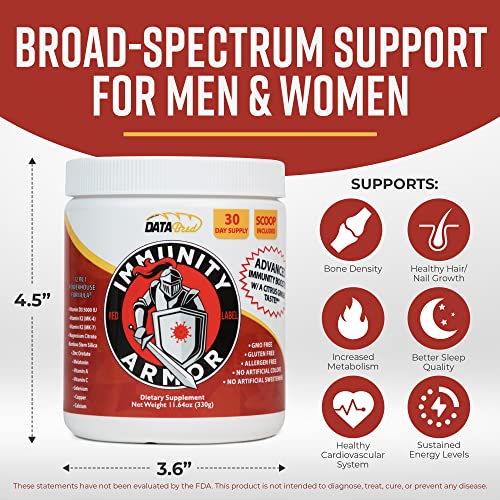 Immunity Armor Powdered 12-in-1 Advanced Immunity Booster W/Bone & Joint + Anti-Oxidant Support. Vitamins C, D, A, K2…
