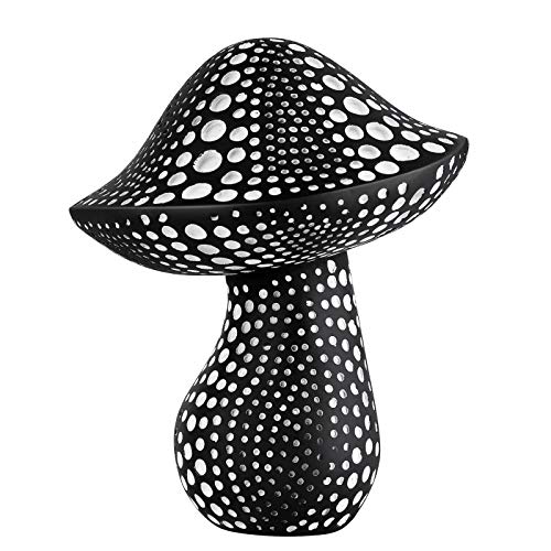 Mushroom Statue Decor (Black) Small Crafted Figurines for Home Decor Accents, Living Room Bedroom Bathroom Office…