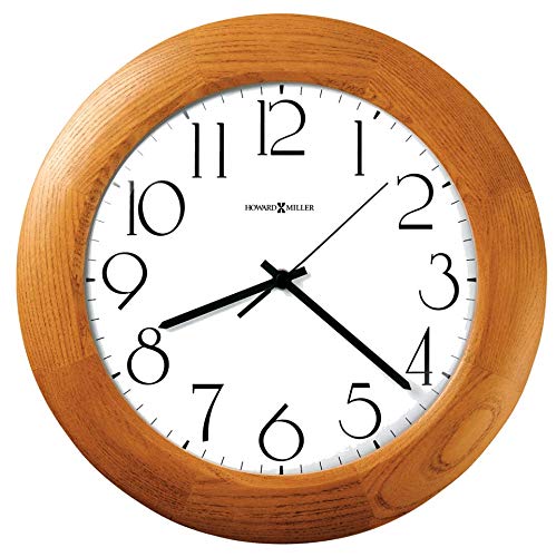 Howard Miller Santa Fe Wall Clock 625-355 – 12.75-Inch Champagne Oak Finish, Modern Convex Glass Crystal, Round Home…