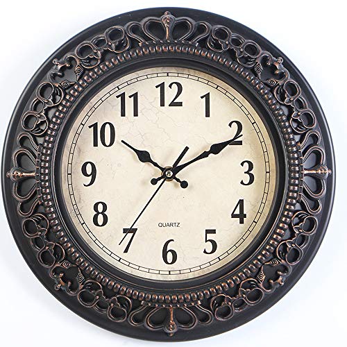 Tebery 12-Inch Silent Retro Quartz Clock, Decorative Wall Clock for Home/Office/School