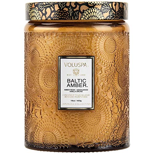 Voluspa Baltic Amber Candle | Large Glass Jar | 18 Oz | 100 Hour Burn Time | All Natural Wicks and Coconut Wax for Clean…