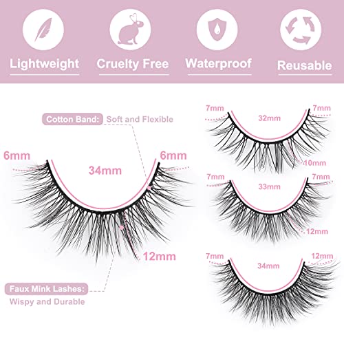 False Eyelashes Natural Look Fluffy Mink Lashes 4 Styles Wispy Natural Lashes 3D Strip Eye Lashes Pack by Kiromiro