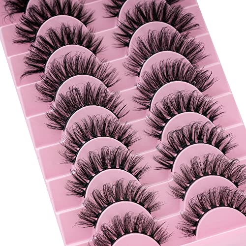 False Eyelashes Russian Strip Lashes Faux Mink Lashes Natural Look Fluffy Thick Wispy 3D Effect Cat Eye Lashes Full…