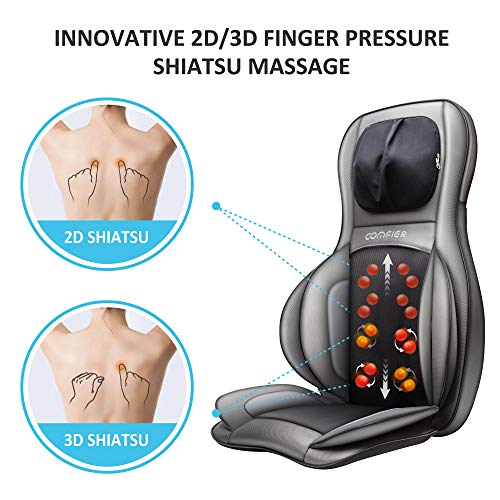 COMFIER Shiatsu Neck & Back Massager – 2D/3D Kneading Full Back Massager with Heat & Adjustable Compression, Massage…