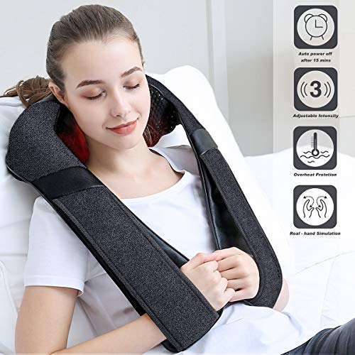 Back Massager, Shiatsu Back Neck Massager with Heat, Electric Shoulder Massager, Kneading Massage Pillow for Neck, Back…