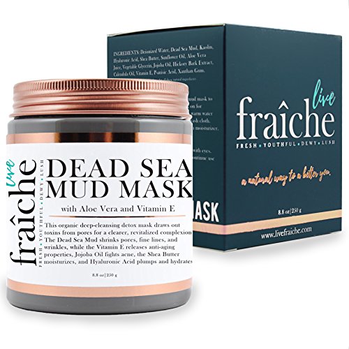 Live Fraiche Organic Dead Sea Mud Mask Facial & Body Cleanser- 8.8oz -Fight breakouts acne blackheads & Reduce Pores…