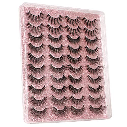 20 Pairs False Eyelashes 3D Faux Mink Lashes Natural Look Wispy Fake Eyelashes ALPHONSE 16-20MM Fluffy Volume Long Thick…