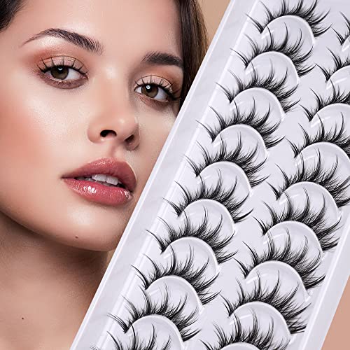 Manga Lashes Spiky Anime False Eyelashes with Clear Band Natural Look Fluffy Wispy 3D Faux Mink Lashes for Cosplay…