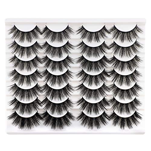 Newcally Lashes False Eyelashes Dramatic 20MM Faux Mink Lashes Pack 14 Pairs Wispy Long Thick Fluffy Strip Eye Lashes…