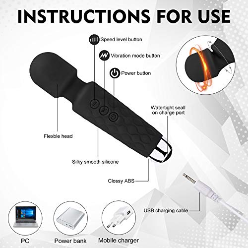 Upgraded Rechargeable Waterproof Handheld Back for Neck Shoulder Back Body Sports Recovery Muscle Aches, Black(6 * 1.5…