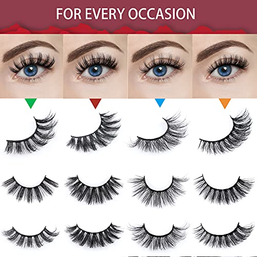 Cuckoo 20 Pairs False Eyelashes 3D Faux Mink Lashes Natural Look Wispy Fake Eyelashes,Fluffy Volume Long Thick Lashes…
