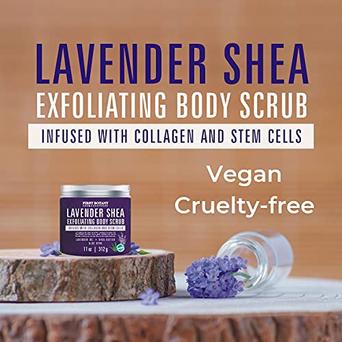 Lavender Oil Body Scrub Exfoliator with Shea Butter, Collagen, Stem Cells, Grapefruit Oil - Natural Exfoliating Salt…