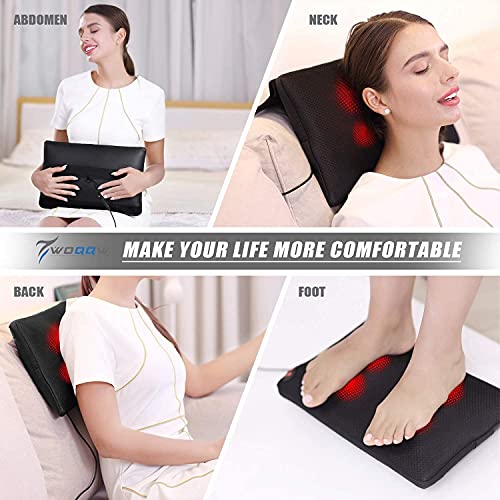 WOQQW Back Massager, Shiatsu Neck and Back Massager, Deeper Tissue Kneading Massage Pillow with Heat for Shoulders,Waist…