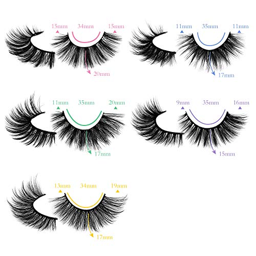 20 Pairs False Eyelashes 3D Faux Mink Lashes Natural Look Wispy Fake Eyelashes ALPHONSE 16-20MM Fluffy Volume Long Thick…