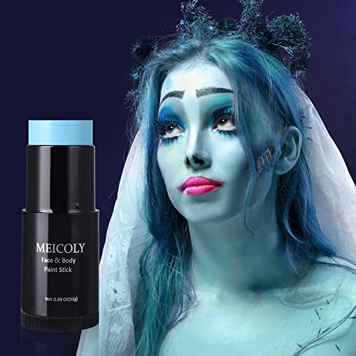 MEICOLY Blue Face Paint Stick(1.06 Oz),Cream Grease Sticks,Blue Eye Black Stick,Sweatproof Waterproof Pale Blue Body…