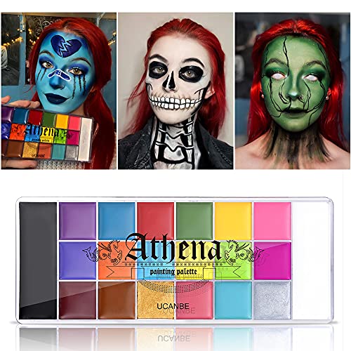 UCANBE Face Body Paint Set-Athena Painting Palette,10 Professional Artist Brush,Large Deep Pan Ideal for Halloween…