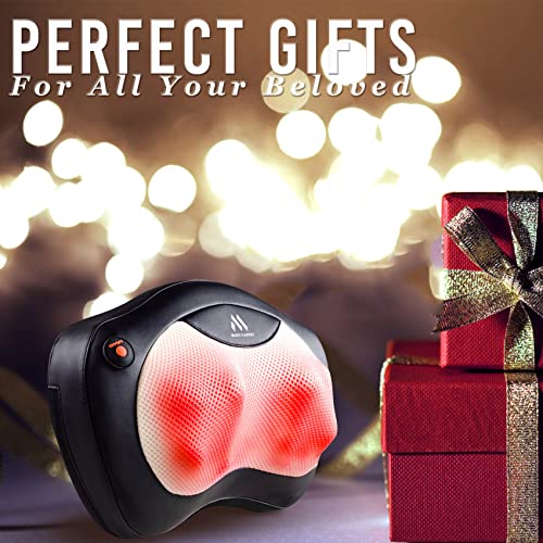 Shiatsu Neck and Back Massager - 8 Heated Rollers Kneading Massage Pillow for Shoulders, Lower Back, Calf, Legs, Foot…