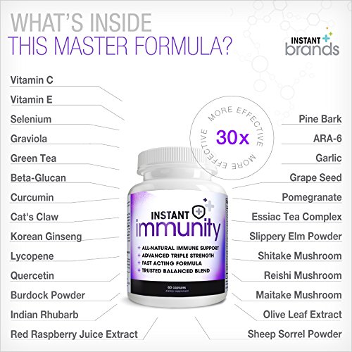 Instant Immunity - 20-in-1 Immune System Booster Formula with Cat's Claw, Quercetin, Vitamin C, and Olive Leaf Extract…