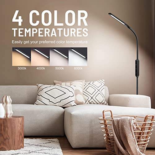 Nopoor LED Floor Lamp with 4 Brightness Levels & 4 Color Temperatures, Adjustable Floor Light, Dimmable Standing Reading…