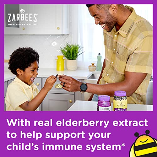 Zarbee's Elderberry Gummies for Kids with Vitamin C, Zinc & Elderberry, Daily Childrens Immune Support Vitamins Gummy…